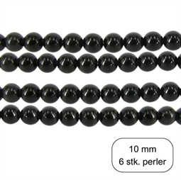 6 stk. 10 mm Sort onyx perler